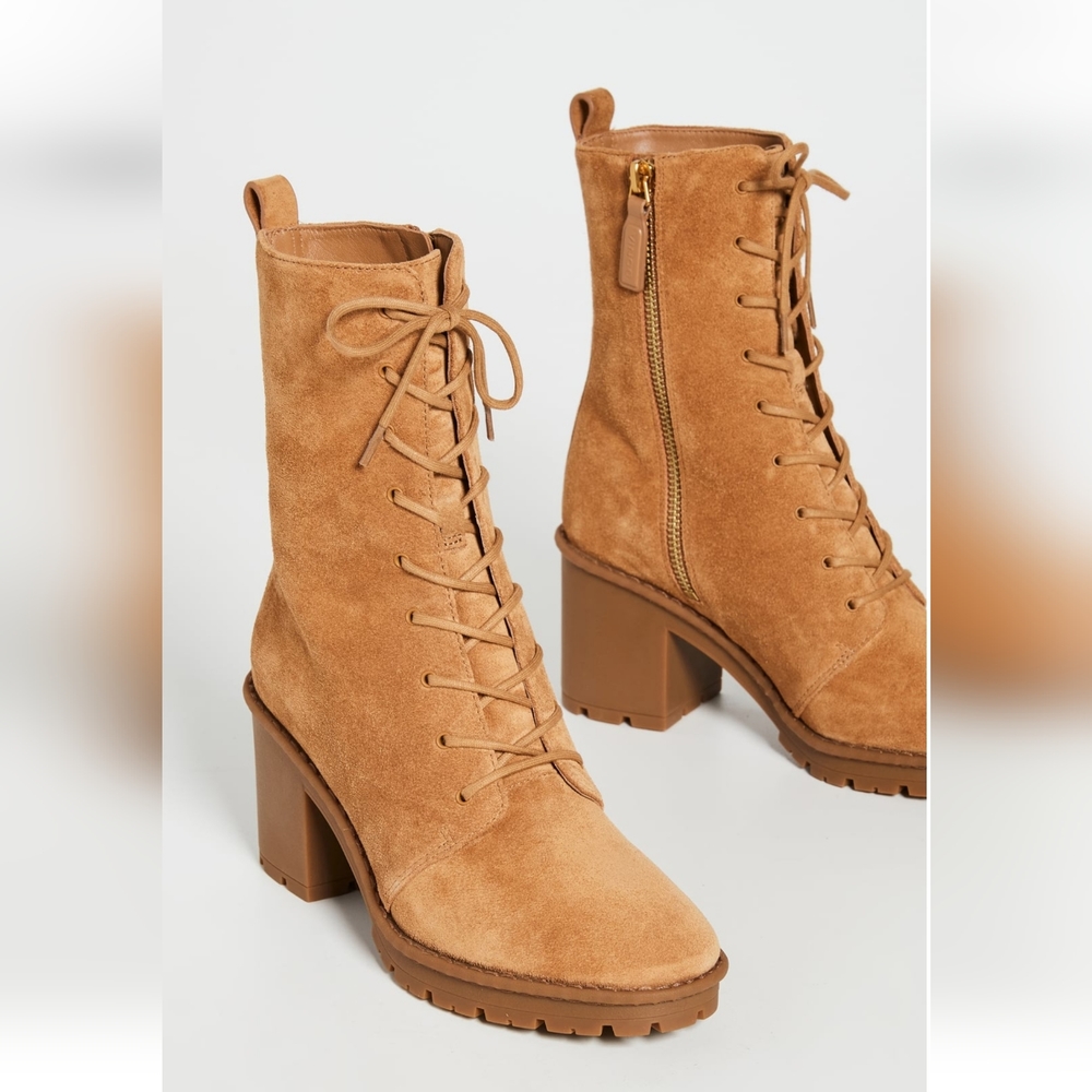 Vince Henderson Tan Lace Heeled Boots